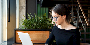 woman on computer