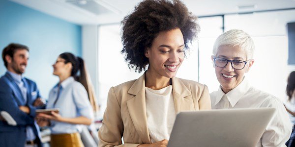 Diverse woman on a laptop