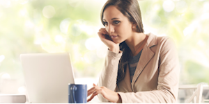 Woman working on a laptop